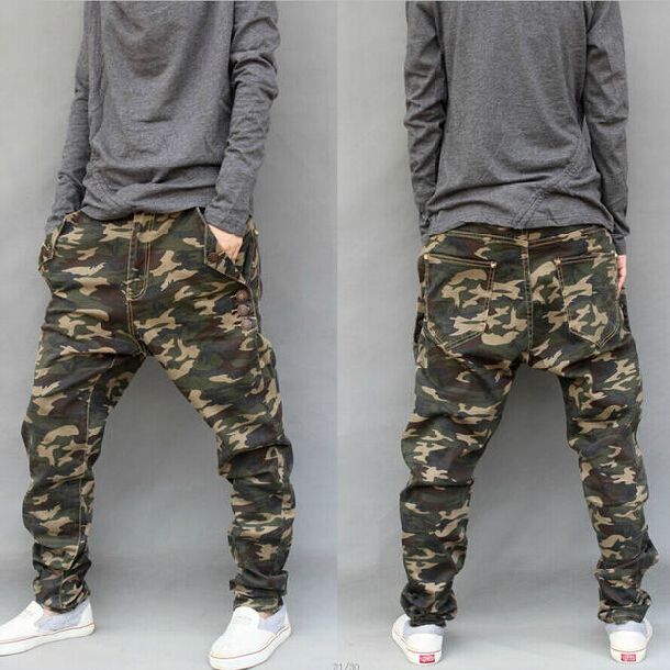 camo drop crotch pants