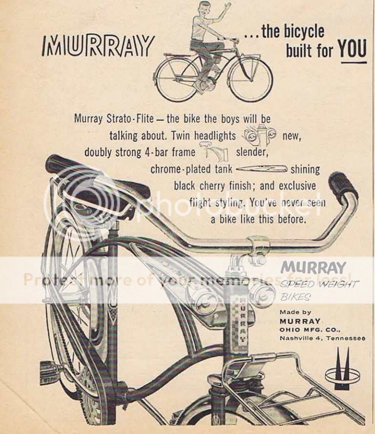 1958 MURRAY STRATO FLITE BIKE BICYCLE BOYS PRINT AD MFG  