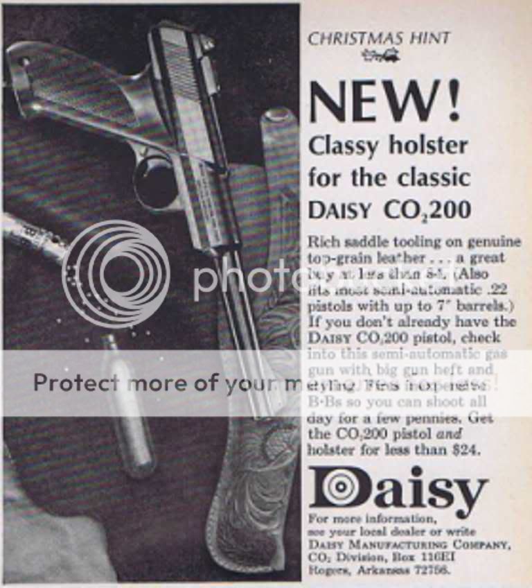 Great vintage print ad featuring a holster for the Daisy BB pistol.